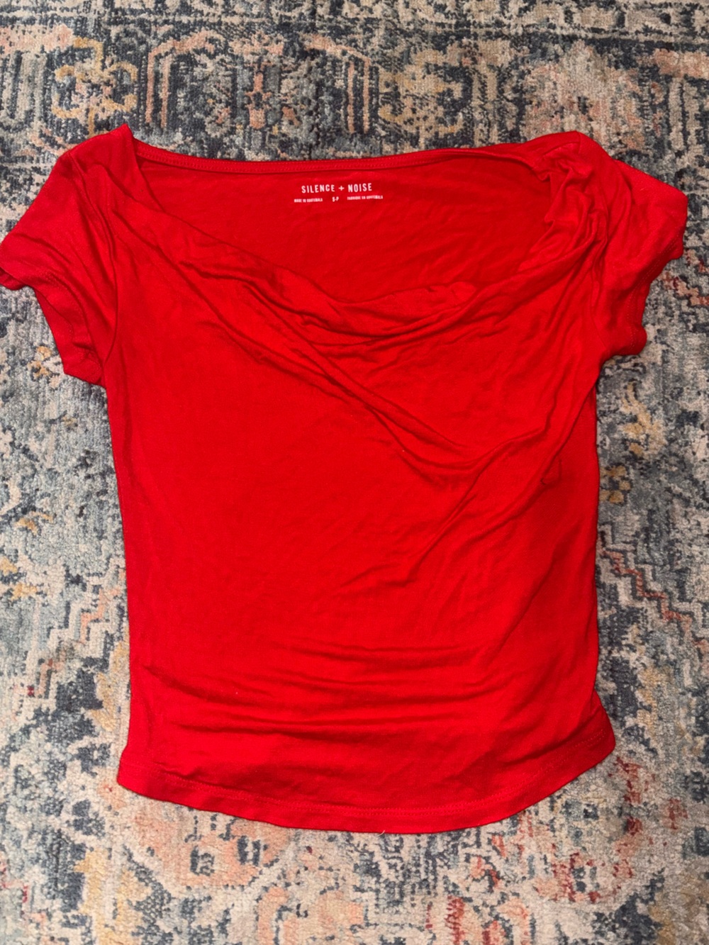 Silence + Noise Red Cowl Neck Tee (Urban Outfitters)